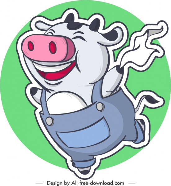 babi ikon kartun lucu bergaya desain