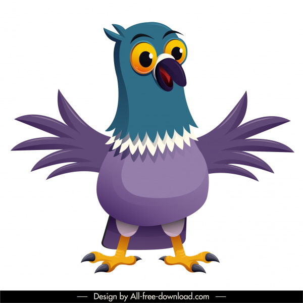 Taube Vogel Symbol niedliche Cartoon-Charakter-Skizze