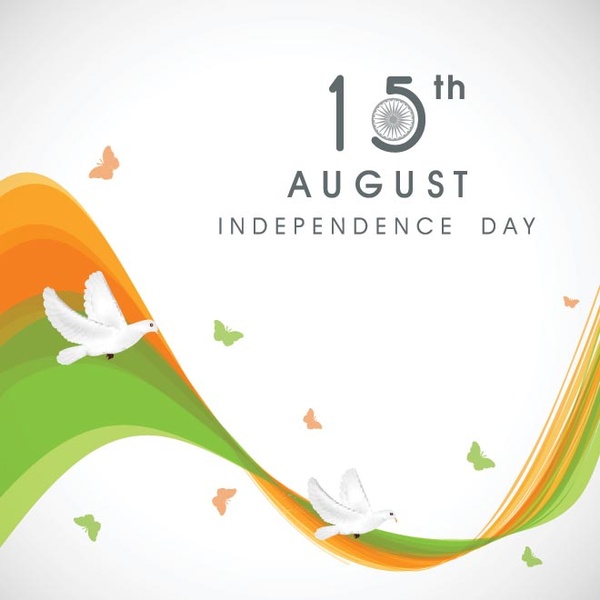 蝶の平和のハト messageth 8 月のインド独立記念日の背景