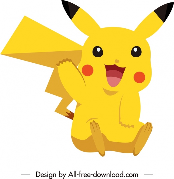 pikachu ícone de personagem de desenho animado bonito esboço amarelo