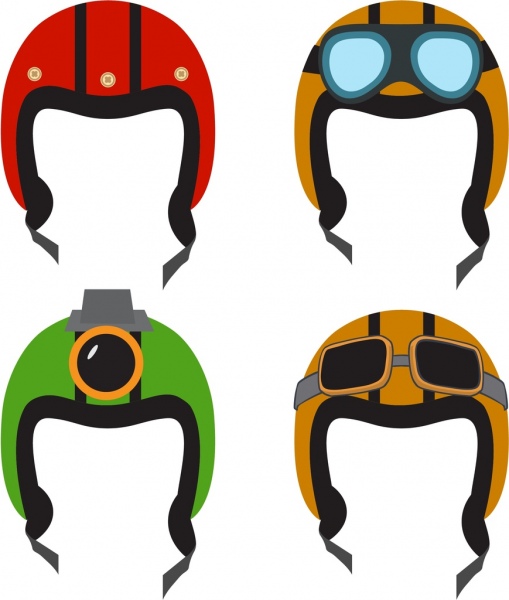 Pilot Helmet Icons Various Colored Design-vector Misc-free Vector Free  Download
