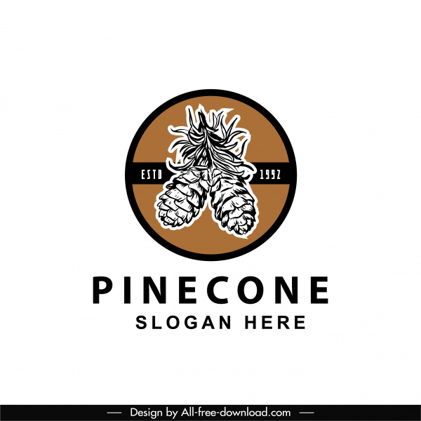 modelo de logotipo pine cone elegante design clássico desenhado à mão