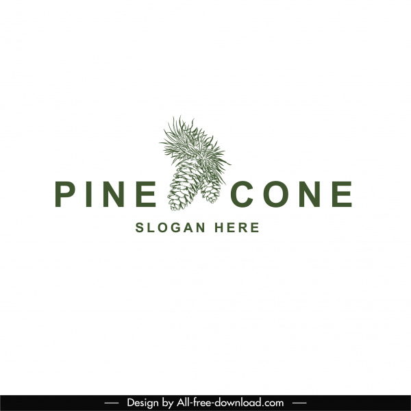 plantilla de logotipo de cono de pino elegante diseño horizontal clásico