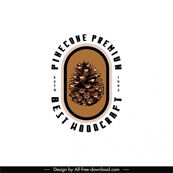 logotipo de cono de pino diseño clásico plano