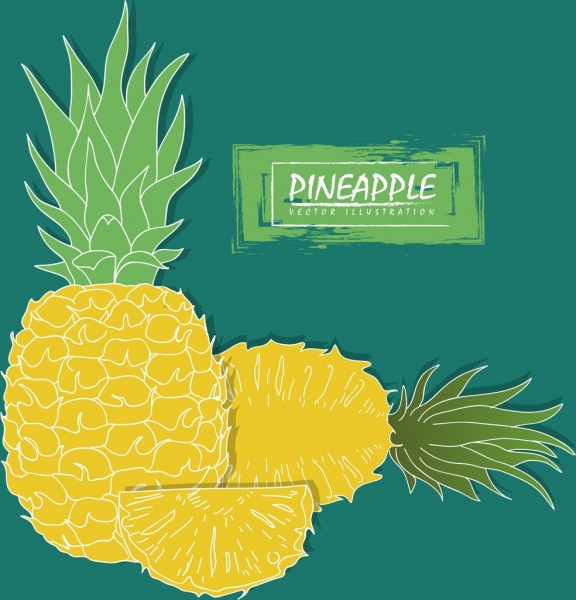 icône de la conception de handdrawn ananas annonce jaune