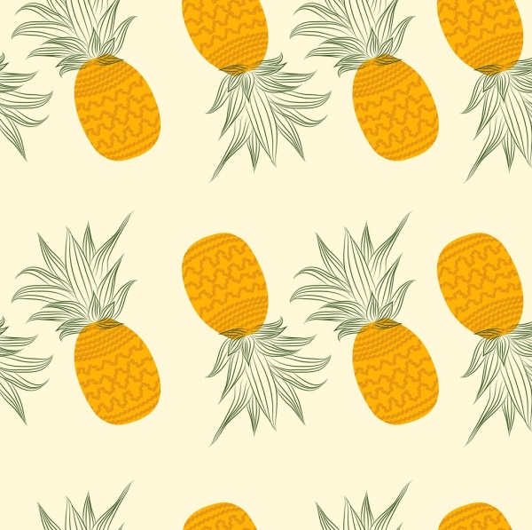 Ananas Hintergrund gelbe Symbole wiederholen Dekoration