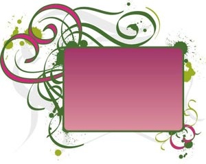 розовые и зеленые цветочного искусства линии шаблон рамы вектор