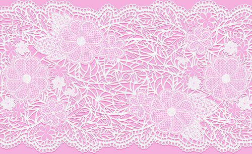latar belakang merah muda dengan renda putih vektor