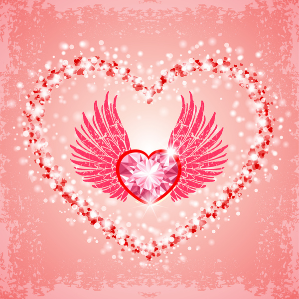 latar belakang jantung berlian merah muda