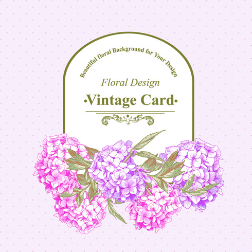 Pink Floral Vintage Card Vector