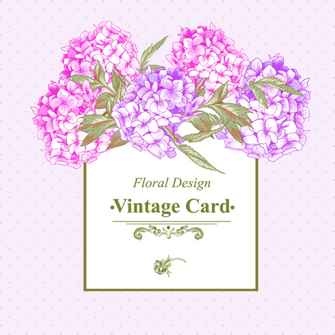 vector Pink Bunga vintage kartu