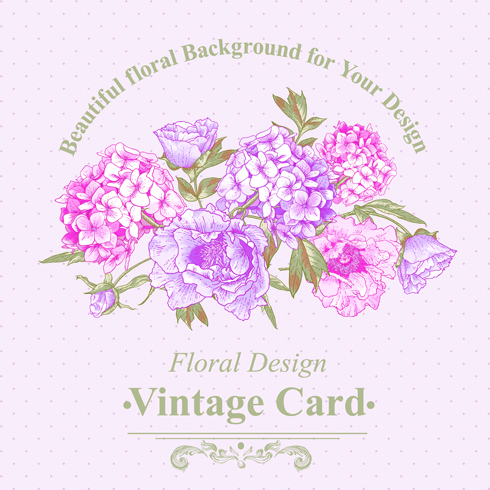 vector tarjeta vintage floral rosa