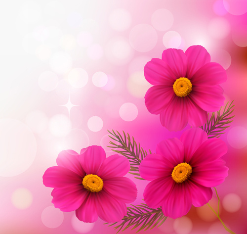 ดอกไม้สีชมพูกับ halation พื้นหลังศิลปะ