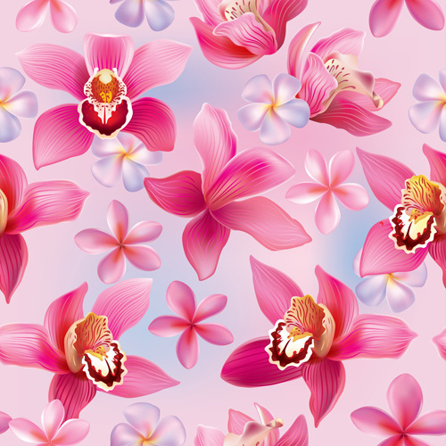 patrón transparente de vector rosa orquídeas