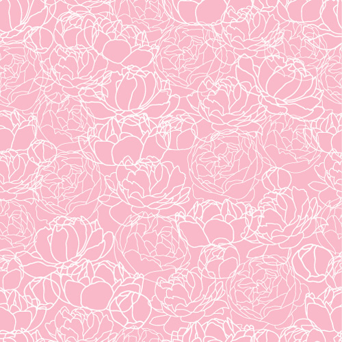 Pink Peonies Seamless Pattern Hand Drawing Vector