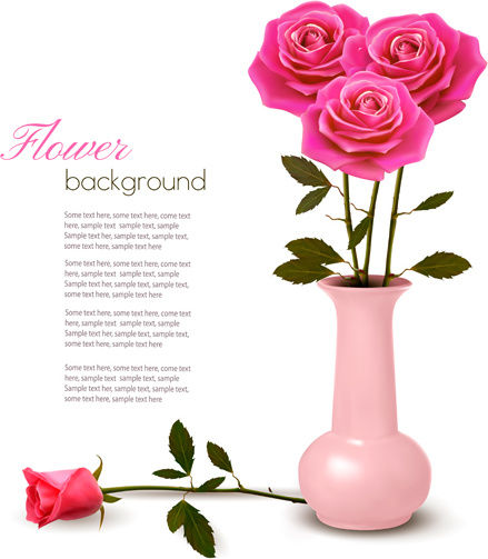 ピンクのバラの美しい背景ベクトル