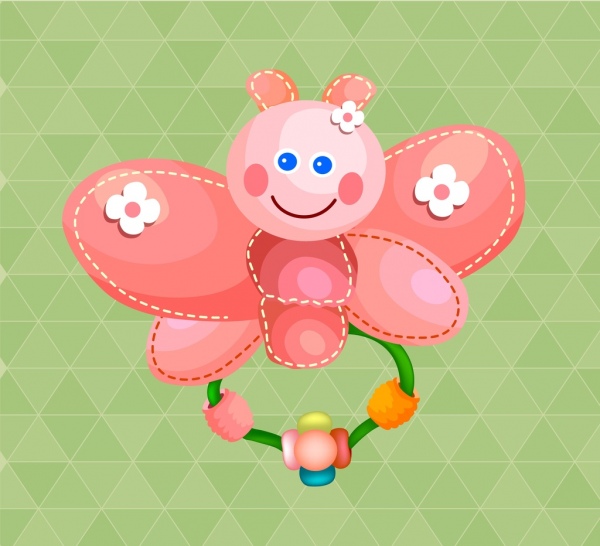 可愛的粉紅色的玩具圖示風格化蝴蝶