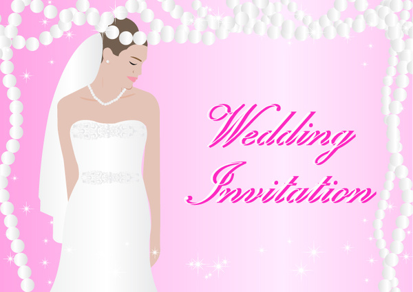 ピンク結婚式招待状