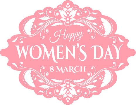 Pink Womens Day Label Vectors