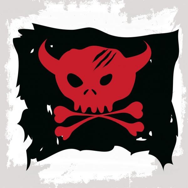 bajak laut bendera template banteng tengkorak tulang ikon dekorasi