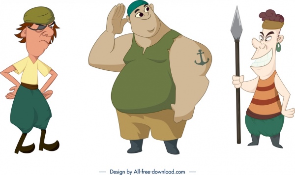 bajak laut ikon kartun lucu karakter desain