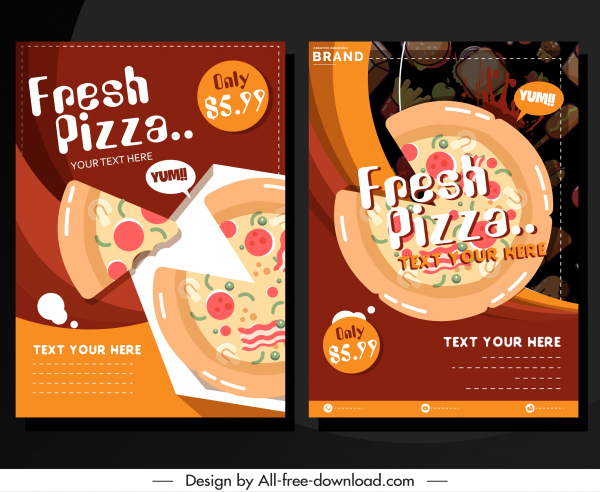 spanduk iklan pizza dekorasi klasik berwarna-warni