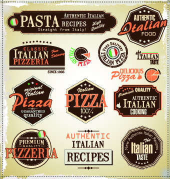 etiquetas pizza vector set