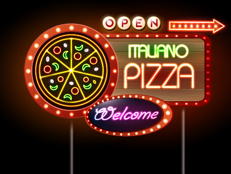 restoran pizza vektor tanda neon no.339318
