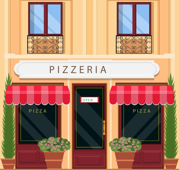 İtalyan mimarisi ile pizza mağazası cephe tasarımı