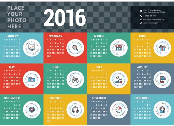 Place For Image In Header16 Colorful Calendar Template