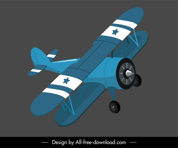 ikon model pesawat sketsa 3d klasik