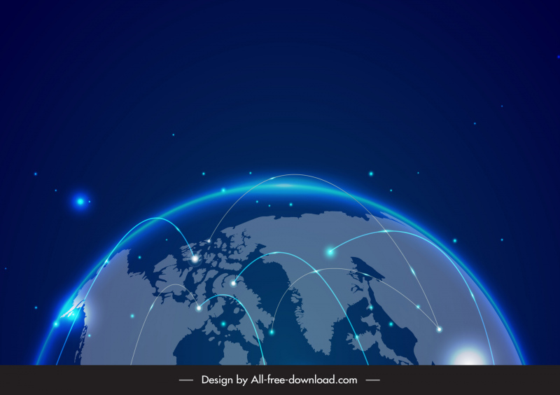 惑星地球光る世界地図の背景ダイナミックライト効果の装飾