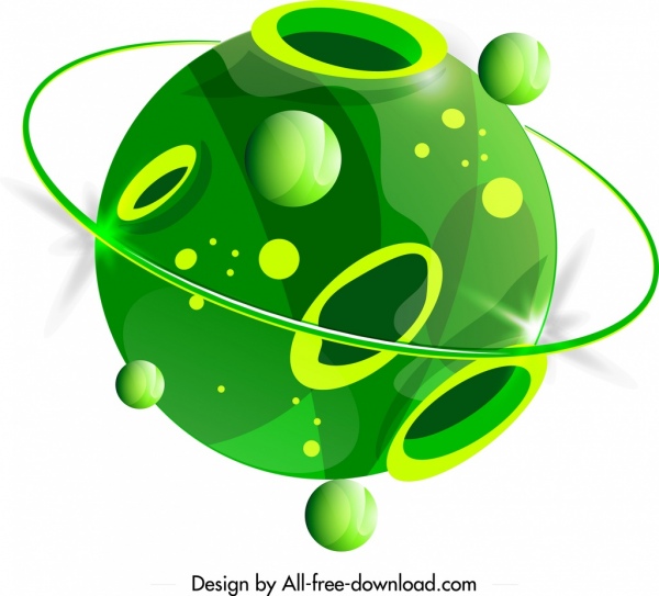 планета значок зеленые дыры декор 3d дизайн круга