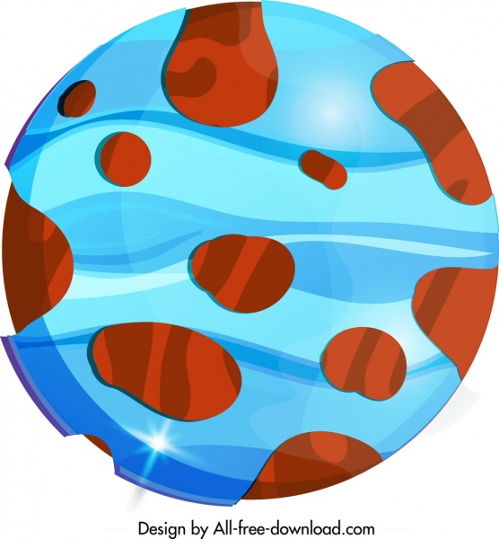 planet icon mengkilap lingkaran warna-warni dekorasi closeup desain