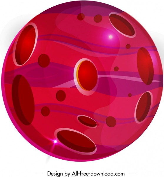 행성 아이콘 빛나는 핑크 서클 디자인 구멍 장식
