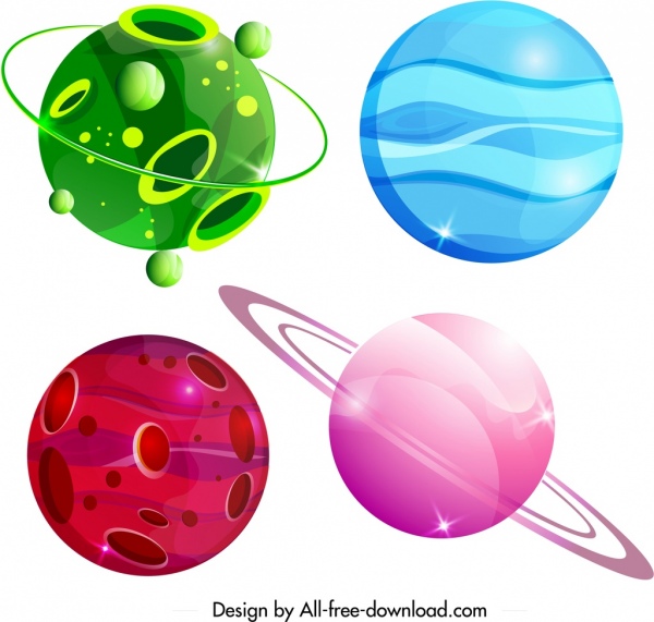decoração de formas do planeta ícones modelos círculo colorido