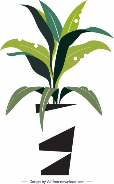 planta fundo verde folhas vaso ícones decoração