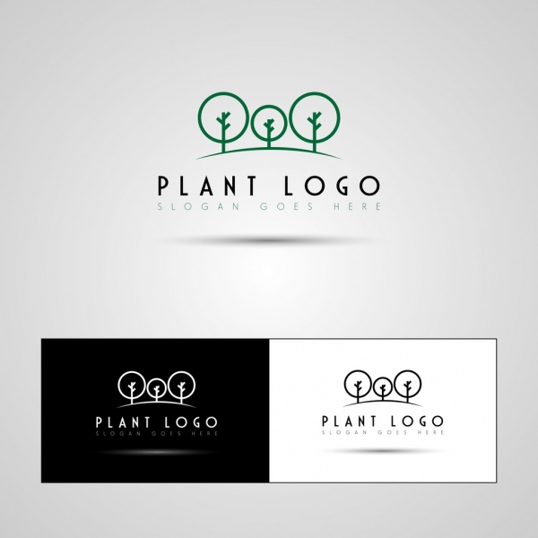 Logo decoracion arbol planta conjuntos de iconos