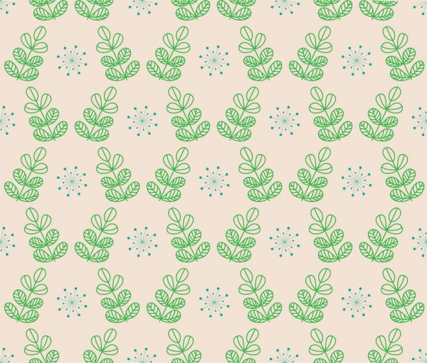 pola tanaman sketsa hijau dekorasi gaya berulang