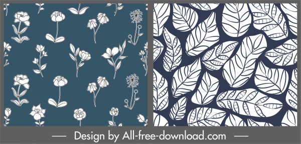 식물 패턴 템플릿 꽃 잎 스케치 복고풍 디자인