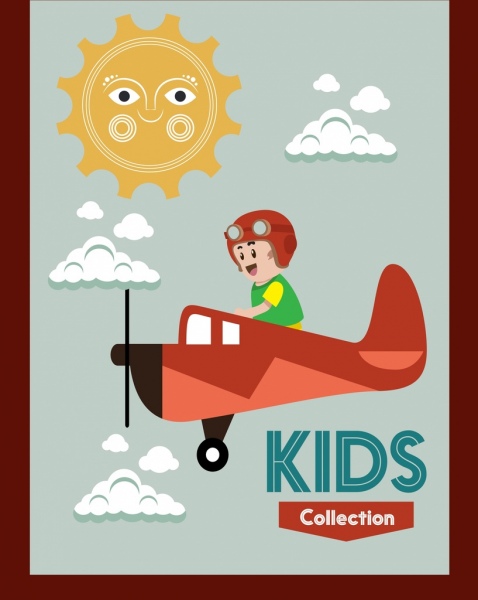 verspielte Kind Hintergrund pilot Symbol Cartoon-design