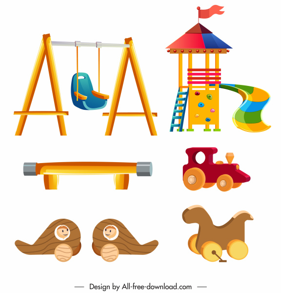 iconos del patio de recreo swing diapositiva teeter juguetes boceto