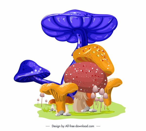 독 버섯 그림 다채로운 성장 스케치