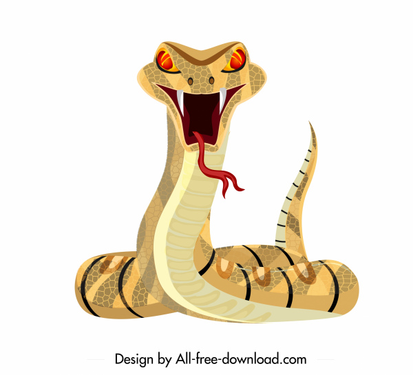 beracun cobra ikon modern cerah 3d sketsa