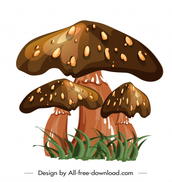ядовитый грибной икона блестящий коричневый дизайн
