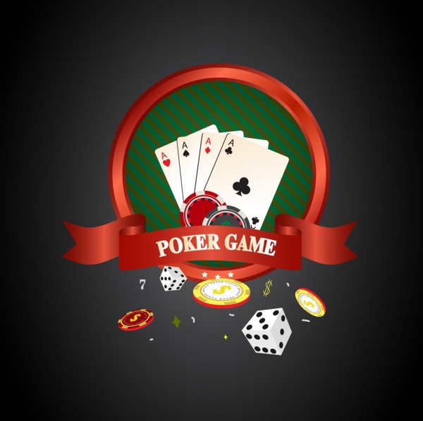 decorazione carte di poker sfondo 3d design nastro rosso