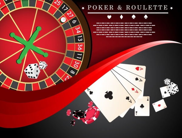 Poker Rulet arka plan kartı küpleri simgeler dekorasyon tekerlek