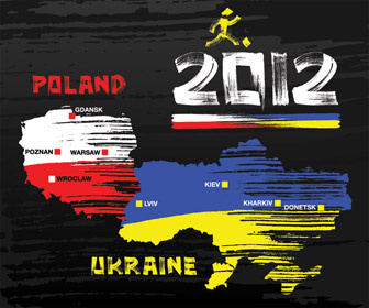 carte de la pologne et de l'ukraine euro12 vecteur