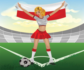 ポーランド サッカー少女ユーロ カップ ベクトル