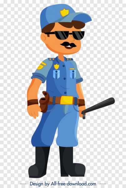 Polizei Karriere Symbol Cartoon Charakterskizze